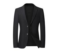 FYMLP Men's Black Slim Fit Korean Style Thin Business Suit Jacket Spring Classic All Match Coat for Social Events(L)