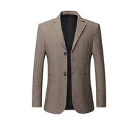 FYMLP Men's Brown Slim Fit Blazers Lightweight Business Casual Suit Jacket Autumn Travel Suit Coat for Daily Wear(L)