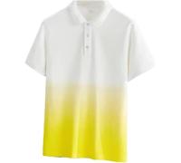FYMLP Men's Business Casual Polo Shirt Classic Contrast Color Breathable Turn Down Collar Tops(Yellow,L)