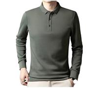 FYMLP Men's Casual Breathable Polo Shirts Long Sleeve Button Down Shirt for Work and Business(Brown,XXL)