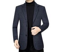 FYMLP Men's Vintage Blue Slim Fit Two Button Blazers Stylish Casual Suit Jacket for Daily Wear Travel and Social Events(3XL)