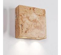 FYMLP Nordic Mini Wall Sconces Creative Square Bedside Wall Lighting Mid Century Yellow Travertine Wall Lamps for Bedroom Hallway Staircase Mirror