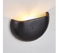 FYMLP Nordic Retro Bedside Wall Sconces Semi Circle Black Travertine Wall Light Japanese Style Natural Stone Wall Lamps for Bathroom Living Room Hallway