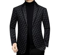 FYMLP Stylish Social Events Suit Coat Classic Business Casual Suit Jacket Comfortable Men's Black Slim Fit Blazers(3XL)
