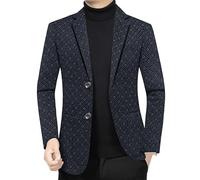 FYMLP Vintage Blue Formal Suit Jacket for Men Fashionable Two Button Blazers Classic Business Casual Suit Coat(M)