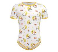 FYMNSI ABDL Body pour homme Body à manches courtes T-shirt Maillot de corps Boutons pression à l'entrejambe Dessin animé imprimé Sous-vêtements, Ours lune, L