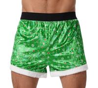FYMNSI Boxer de Noël pour homme - Sous-vêtements de Noël - Sous-vêtements de nuit - Rétro - Élastique - Hipster, vert, XL