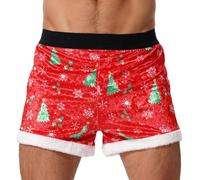 FYMNSI Boxer de Noël pour homme - Sous-vêtements de Noël - Sous-vêtements de nuit - Rétro - Élastique - Hipster, rouge, M