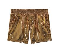 FYMNSI Boxer sexy holographique brillant métallique pour homme Maillot de bain Bikini Maillot de bain Scène Clubwear Dancewear pour spectacles sur scène, Rayures dorées, XL