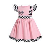 FYMNSI Costume de pilote de course pour bébé fille 1er et 2e anniversaire - Robe pour carnaval, Halloween, séance photo, Rose 2ème anniversaire, 18- 24 mois