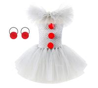 FYMNSI Enfant Fille Déguisement de Pennywise Robe Tutu de Horror Clown Gaze en Filet Robe avec Bandeau IT Film Stephen King's Tenue d'halloween Cospaly Fête Anniversaire Carnaval Soirée Gris 2-3 Ans