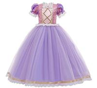 FYMNSI Fille Princesse Raiponce Costume Déguisement Robe Soirée Cérémonie Anniversaire Noël Halloween Partie Carnaval Cosplay Habillée Paillette Dentelle Robe Longue en Tulle 3-4 Ans