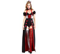 FYMNSI Herzk?nigin Kost?m pour femme, Queen of Hearts, Alice au pays des merveilles Costume rouge K?nigin pour adultes, carnaval, Halloween, fête à thème, théâtre, noir, taille M