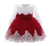 FYMNSI Robe d'anniversaire et de baptême pour bébé fille - Robe de princesse en tulle pour demoiselle d'honneur et fêtes, Bordeaux, 18-24 mois