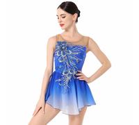 FYMNSI Robe de patinage artistique pour femme - Sans manches - Dégradé de couleurs - Justaucorps de danse - Tailles XS à 2XL, bleu roi, XS