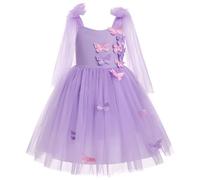 FYMNSI Robe de princesse en tulle pour bébé et enfant - Motif floral - Broderie - Robe de fête - Robe de bal de mariage, Papillon violet., 12-18 mois
