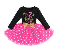 FYMNSI Robe en tulle à manches longues pour bébé fille Mon 1er / 2e / 3e anniversaire Robe en coton à manches longues Robe de princesse Robe de fête de princesse pour séance photo Costume, noir + rose