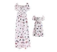 FYMNSI Robe longue pour mère et fille - Pour l'été - Pour la plage et les loisirs, motif papillons, 3-4 ans