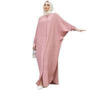 FYMNSI Robe musulmane pour femmes Abaya Vêtements de prière Moyen-Orient Dubaï Turquie Vêtements islamiques arabes Robe longue une pièce pleine longueur, Rose, taille unique