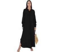 FYMNSI Robe musulmane pour femmes Abaya Vêtements de prière Moyen-Orient Dubaï Turquie Vêtements islamiques arabes Robe longue une pièce pleine longueur, Noir , taille unique