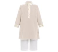 FYMNSI Robe musulmane pour nouveau-né garçon avec pantalon Ensemble pour tout-petits Vêtements de prière islamique Vêtements arabes Moyen-Orient, 3-6 mois