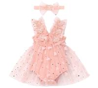 FYMNSI Robe pour bébé fille sans manches - Body, combinaison, robe de princesse en tulle avec bandeau - Ensemble de fête pour tout-petits - Vêtements pour 0-24 mois, 0-6 mois