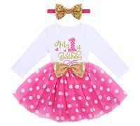 FYMNSI Robe tutu à manches longues pour bébé fille avec bandeau à nœud 2 pièces - - 1 an
