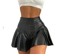 FYMNSI Short court en cuir pour femme - Aspect cuir brillant - Pantalon push-up sexy - Taille haute - Mini short pour carnaval, rave, danse, boîte de nuit, gogo clubwear, Noir (#1), S
