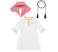 FYMNSI Tenue de prière pour nouveau-né bébé garçon musulman Maxi Caftan ensemble foulard Moyen-Orient vêtements de prière arabes, Blanc., 12-24 mois