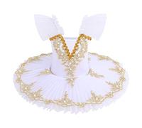 FYMNSI Tutu de ballet professionnel pour fille - Robe de danse cygne - Costume de ballet - Vêtements de scène, Blanc., 4-5 ans