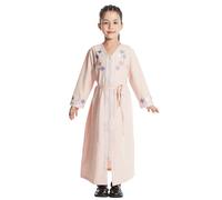 FYMNSI Vêtements de prière pour enfants filles à manches longues Abaya Robe de prière musulmane Arabe Islamique Moyen-Orient Dubaï Tenue 3-13 ans, rose clair, 4-5 ans