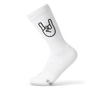 FYNGERS | Chaussettes de sport avec mains | Blanc | Coton bio | Qualité supérieure, Blanc - Rock 'n' Roll, 41-45