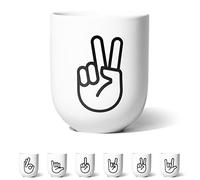 FYNGERS | PEACE, VICTORY | Gobelet à main | Tasse mate en porcelaine | Tasse à café ou à thé parfaite | Super cadeau
