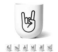 FYNGERS | ROCK 'N' ROLL, POMMESGABEL | Gobelet avec poignée | Tasse mate en porcelaine | Tasse à café ou à thé parfaite | Super cadeau