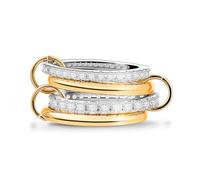 Fynnsure Bague plaquée or 14 carats pour femme avec oxyde de zirconium - Bague empilable en argent synthétique - Ne ternit pas - Bague d'éternité délicate pour femme