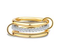 Fynnsure Bague plaquée or 14 carats pour femme avec oxyde de zirconium - Bague empilable en argent synthétique - Ne ternit pas - Bague d'éternité délicate pour femme