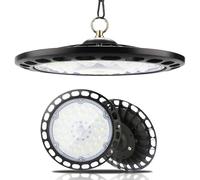 Fynokst Projecteur LED Industriel 100W, 12800LM UFO Eclairage Plafonnier LED Garage avec Chaine, 6000K Projecteur Intérieur, IP66 Étanche Éclairage de Plafond pour Garage Entrepôt Atelier Usine