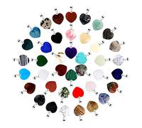 FYOBOT 100 PièCes Coeur Pierre Pendentif MéLange Naturel Coeur Pierre Pendentif Cristal Quartz Chakra Charme GuéRison Pierre PréCieuse Pendentif