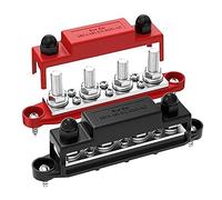 FYOBOT 2 Pièces 250A 12V Barre Omnibus Batterie Bloc de Distribution d'alimentation Plastique Noir et Rouge + Métal Voiture Audio 12 Volts DC Barre Omnibus