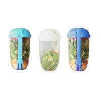 FYOBOT 3 Pcs Salade Repas Shaker Tasse 33,8 Oz Salade Fraîche Coupe Salade Fraîche à Emporter Récipient avec Fourchette et Support de Vinaigrette