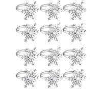 FYOBOT Anneaux de de Flocon de Neige 12 Pièces Anneaux de Porte-Serviettes de Flocon de Neige de Noël (Argent)