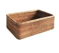 FYOBOT Panier en Osier Tissé à la Main, Corbeille à Fruits, à Thé et à Pain, Boîte de Rangement Rectangulaire pour Cosmétiques