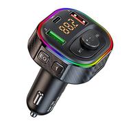 FYOBOT T86S Voiture Bluetooth Transmetteur FM PD Type-C QC3.0 4.8A Double Chargeur USB Lecteur MP3 Adaptateur de Lumi¨¨Re Color¨¦E Mains