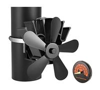 FYOBOT Ventilateur de Chemin¨¦E Suspendu ¨¤ 5 Lames ¨¤ Fonctionnement Silencieux avec Thermom¨¨Tre pour Po¨ºLe ¨¤ Bois/Br?Leur ¨¤ B?/Chemin¨¦E
