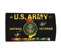 Fyon Drapeau de l'armée américaine États-Unis Amry Vietnam Drapeau vétéran Résistant aux UV Double Imprimé et Double Couture Polyester 150D 90x150cm (United States Amry Veteran)