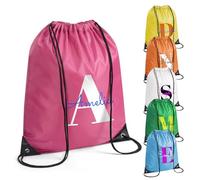 Fyore Sac de sport personnalisés Ajoutez vos Initiales, Sac de sport pour enfants Adulte Voyage Plage Yoga Natation Sacs à cordon