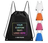 Fyore Sac de sport personnalisés Ajoutez vos Logo texte Chiffres Cordon de serrage Sac de sport pour enfants Adulte Plage Yoga Natation Sacs à cordon