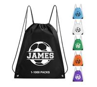 Fyore Sac de sport personnalisés Ajoutez vos Monogrammes football, Sac de sport pour enfants Adulte Voyage Plage Yoga Natation Sacs à cordon