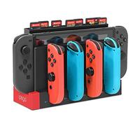 FYOUNG Chargeur Compatible avec Joy Con pour Switch & OLED Model avec Fente pour Carte de Jeu, 4 en 1 Support de Station de Charge pour Manettes avec LED Indicateur