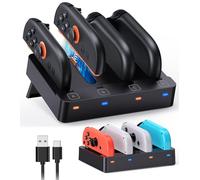 FYOUNG Chargeur Switch pour JoyCon 2 & 1 - Station de Charge Manette Switch 2/1 /OLED Accessoires Support de Recharge de Compact avec Indicateur LED - Noir